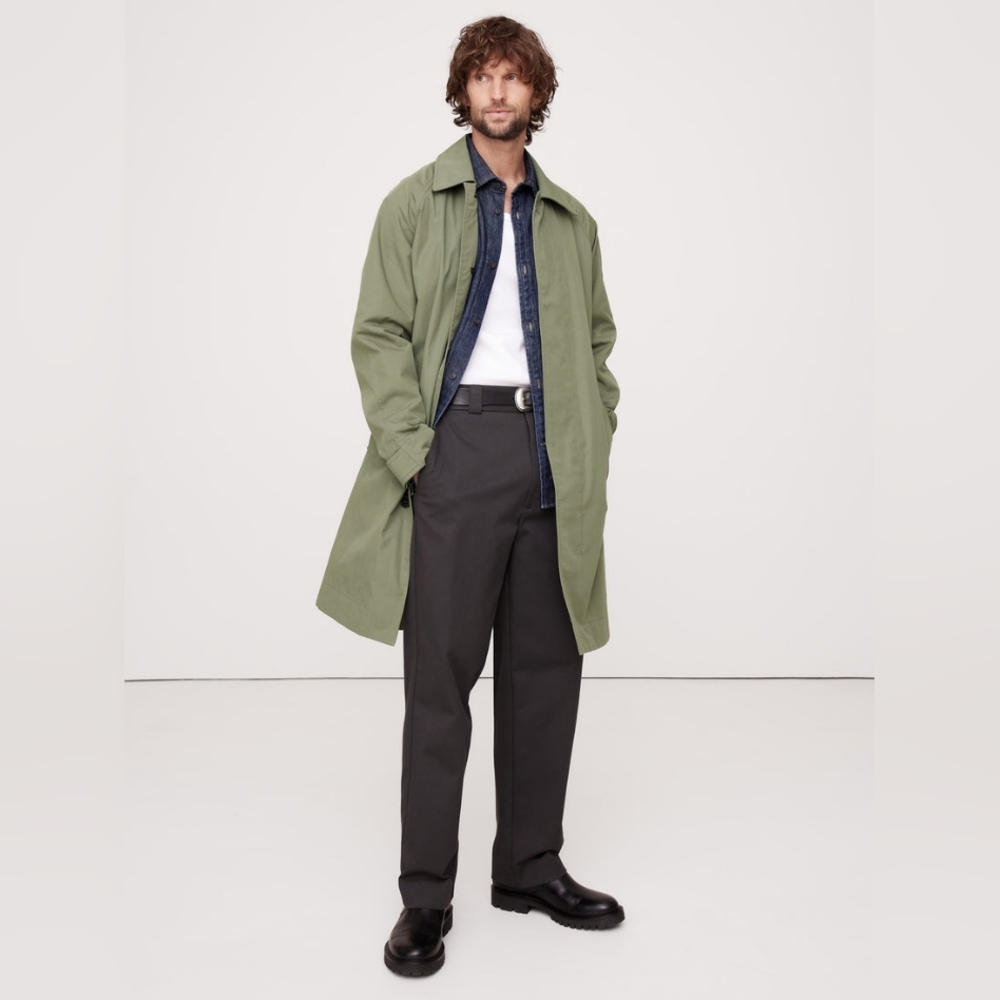 Banana Republic Water-Resistant Mac Coat Dark Cypress Green